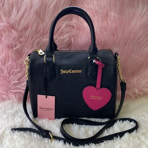 🖤 Juicy Couture Deboss Logo Black Speedy Satchel - Picture 2 of 11
